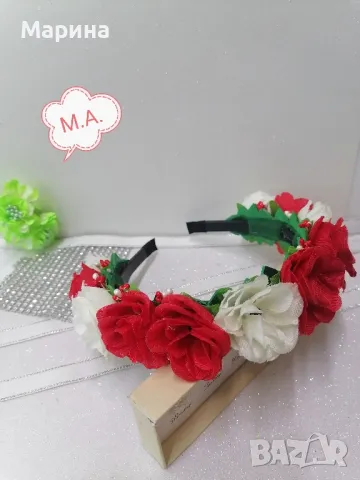 Красива диадема в червено и бяло, снимка 7 - Аксесоари за коса - 49975984