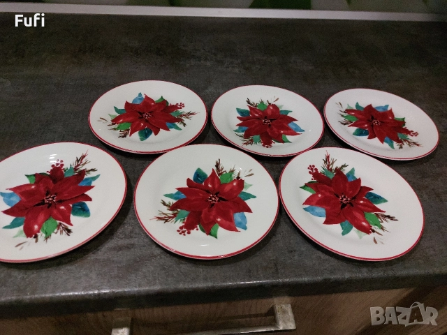 19 лв, 6 броя нови чинии, порцелан, с етикет, 15 см диаметър 