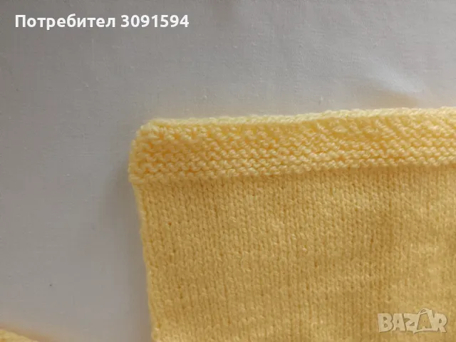 Жълта Ръчно плетена Детска, бебешка жилетка със дълъг ръкав изплетено на качествена прежда, снимка 4 - Комплекти за бебе - 48113083
