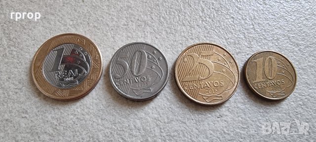 Монети. Бразилия. 10 ,25 и 50 сентавос  и 1 реал. 4 бр.