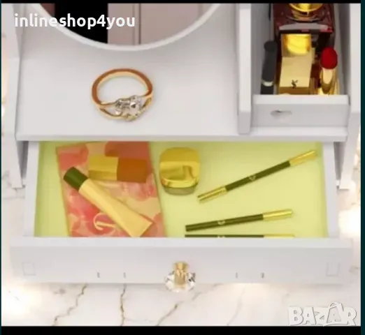 Луксозна тоалетка за грим с огледало за перфектна подредба на грим, снимка 3 - Огледала - 49637341