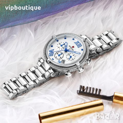 Луксозен Дамски Сребрист Часовник , снимка 2 - Дамски - 27206027