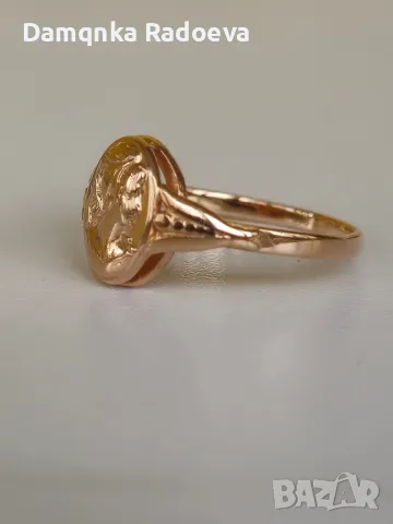 СССР златен пръстен Камея проба 583, снимка 12 - Пръстени - 48028281