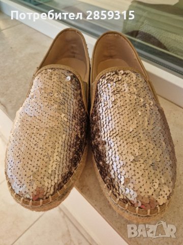 Дамски обувки ( еспадрили ) златист цвят с пайети, снимка 2 - Други - 37397091