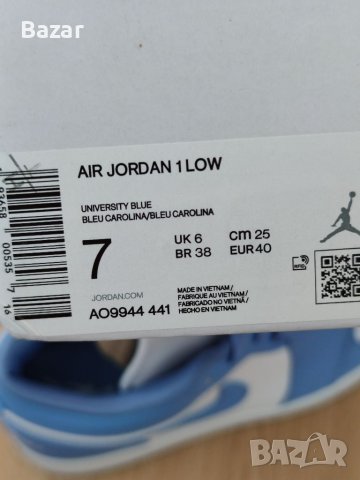 Nike Air Jordan 1 Low UNC Blue Сини Бели Обувки Маратонки Размер 40 Нови Оригинални Обувки Найк, снимка 5 - Маратонки - 40312788