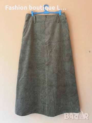 Бежова дълга пола 100% памук 38 размер с цип отзад на гърба и гайки за колан 🧡, снимка 3 - Поли - 51921737