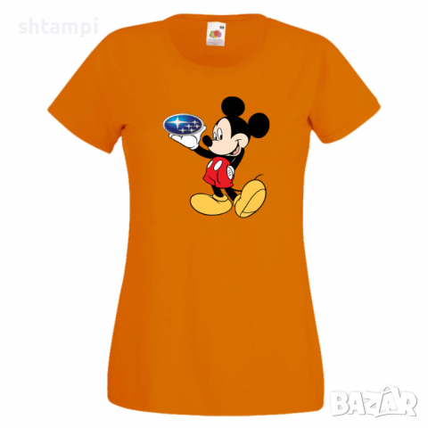 Дамска тениска Mickey Mouse Subaru .Подарък,Изненада,, снимка 6 - Тениски - 36529158