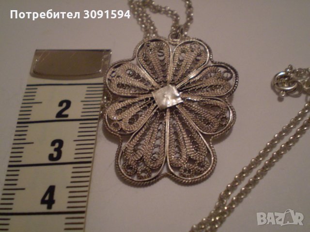 Старинен  медальон - филигран със нов синджир, снимка 3 - Антикварни и старинни предмети - 35298350