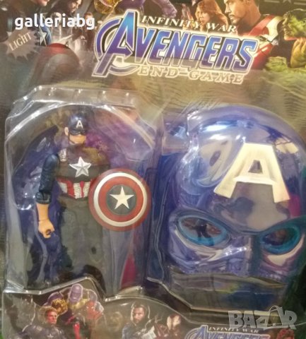 Светеща маска с фигурка Капитан Америка (Captain America, Marvel, Avengers)