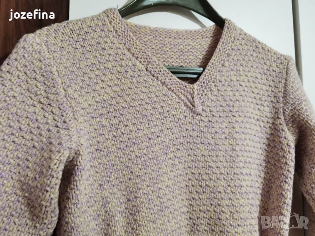 Плетена зимна рокля в бяло и лилаво, снимка 6 - Рокли - 43312797