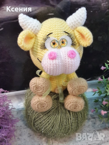 Плетена играчка Бик, Бик малък, Плетени, ръчно изработени, прекрасен подарък