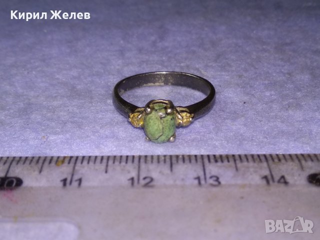 Стар АНГЛИЙСКИ СРЕБЪРЕН ПРЪСТЕН ЛАКИРАНО СРЕБРО 925 с НАТУРАЛЕН ШЛИФОВАН НЕФРИТ и ЦИРКОНИ 39897, снимка 16 - Пръстени - 43221752