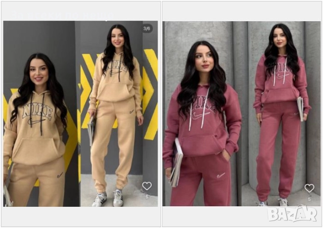 Nike Дамски Ватиран Спортен Комплект С Бродирано Лого🔝Дамски Спортен Екип Найк - 2 Цвята Код B406