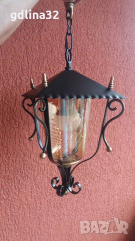 Лампион с месингови орнаменти, снимка 4 - Лампи за таван - 27184484
