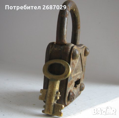  стар катинар с ключ, сгъваем метър, метри, снимка 5 - Други ценни предмети - 28955737