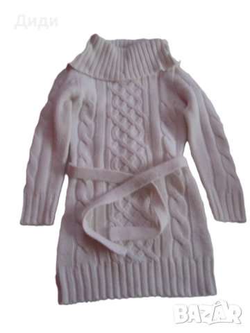 Детска плетена туника/рокля с поло яка, снимка 3 - Детски пуловери и жилетки - 52572322