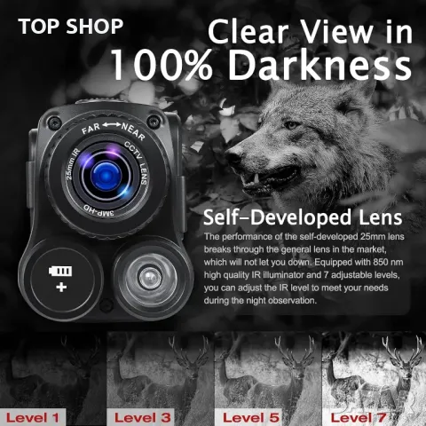 Монокуляр за нощно виждане 4K GeowFiiTech с дисплей, снимка 2 - Камери - 48521785