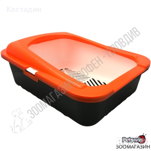 Котешка Тоалетна - с Борд - 50/38/19см - Оранжев/Черен - Ръчно Самопочистващ се Съд, снимка 2 - За котки - 24965538