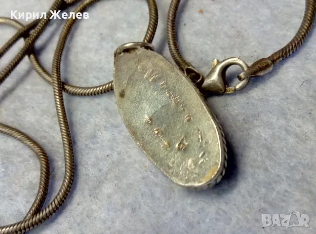 СТИЛНО ФЕШЪН АРТ СРЕБЪРНО КОЛИЕ СРЕБРО 925 с ЛЪСКАВ ПОЛИРАН КАМЪК ХЕМАТИТ 40042, снимка 4 - Колиета, медальони, синджири - 50023371