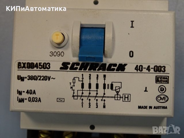 дефектнотокова защита SCHRACK 40-4-003 residual current circuit breaker 40A, 30mA, снимка 3 - Резервни части за машини - 37238865