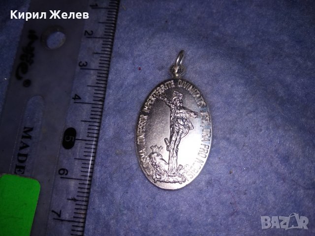 ПОСРЕБРЕНА ДВУСТРАННА РЯДКА КАТОЛИЧЕСКА ИКОНКА РЕЛИГИОЗЕН МЕДАЛЬОН 31288, снимка 5 - Антикварни и старинни предмети - 39856815