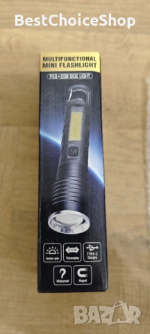 P50 COB LED акумулаторно мини фенерче, странична COB светлина, Type-C зареждане, снимка 3 - Къмпинг осветление - 53172296