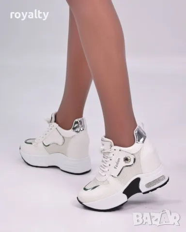 Кецове на платформа - бяла кожа, снимка 4 - Кецове - 49904537