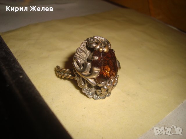 АР ДЕКО СТАР БРОНЗОВ ПРЪСТЕН с ФАСЕТИРАН ГОЛЯМ ЦИТРИН ЮВЕЛИРНА МАЙСТОРСКА ИЗРАБОТКА 21099, снимка 3 - Антикварни и старинни предмети - 32659586