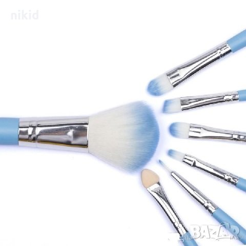  7 бр РОЗОВИ Сини зелени четки за грим сенки гримиране къси , снимка 3 - Комплекти и лотове - 17800470