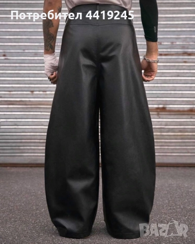Мъжки черен широк панталон 