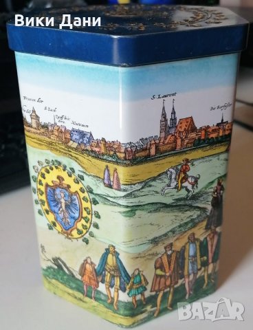 рядка ретро E. Otto Schmidt Nurnberg ламаринена кутия бисквити Западна Германия, снимка 3 - Колекции - 33628870