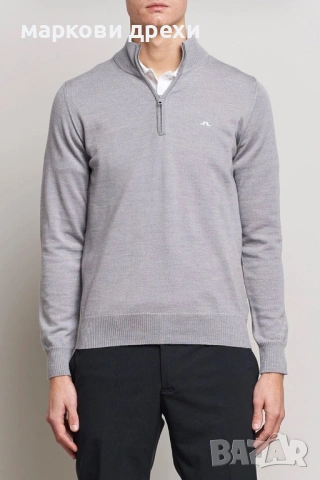 J.LINDEBERG Kian Tour Merino Half Zip Grey Melange L