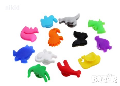 12 бр лепки вакумчета животни силиконови гумени фигурки за залепване на чаши за разпознаване парти , снимка 3 - Други - 32251124