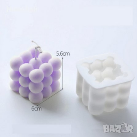 Силиконов молд за свещи 3D кубче с 9 топки , куб с 3 реда по 9 топчета за фондан , 27 топки, снимка 2 - Други - 39782186