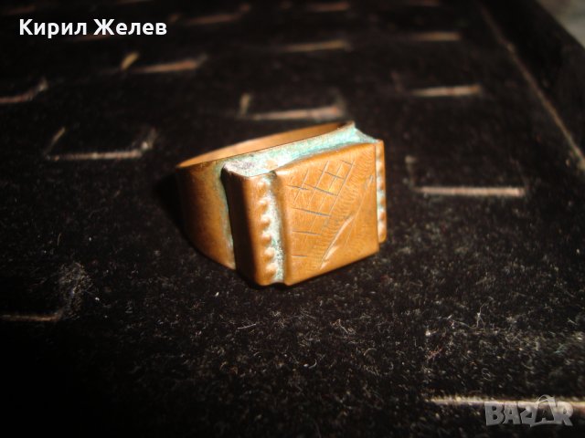 СТАРО БИЖУ МЕДЕН РЪЧНО ИЗРАБОТЕН и ОРНАМЕНТИРАН КЛАСИЧЕСКИ МОДЕЛ МАСИВЕН ПРЪСТЕН РЯДЪК 22258, снимка 12 - Пръстени - 33136057