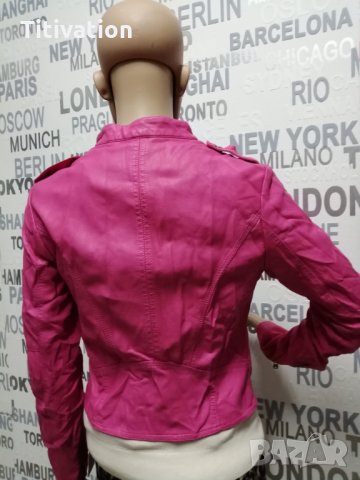 Намалено! Розово кожено яке, снимка 5 - Якета - 27006350