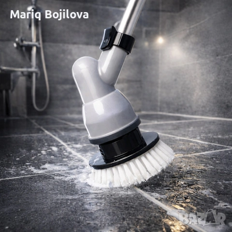 Водоустойчива електрическа почистваща четка с литиево-йонна батерия и регулируема дръжка
