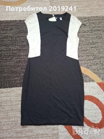 Черна рокля с бели кожени елементи , снимка 4 - Рокли - 53215244