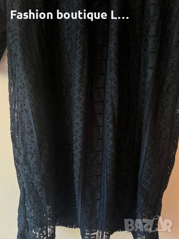 Черна дантелена рокля с подплата и ластик в талията с дълъг ръкав М размер на марката Bon’a’parte 🖤, снимка 4 - Рокли - 52177861