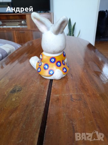 Стара керамична фигурка заек, снимка 3 - Други ценни предмети - 32358411