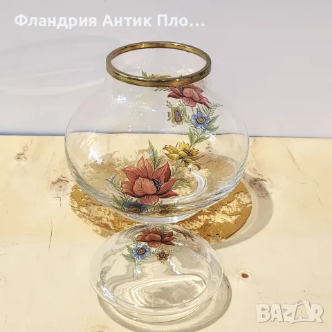 Стъклен съд с капак и месингов кант „Пролетна градина“, снимка 2 - Декорация за дома - 49434851