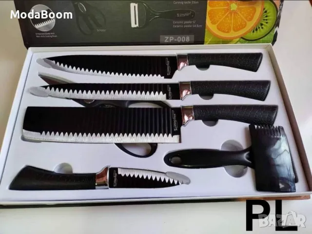 Луксозен качествен комплект от 6 части  за рязане с допълнителни аксесоари