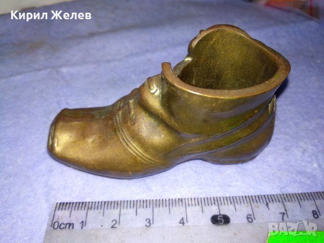 Старинна КОЛЕКЦИОНЕРСКА МЕДНА РЕТРО ОБУВКА Ръчна МАЙСТОРСКА ИЗРАБОТКА - Декоративна ОБУВЧИЦА 41389, снимка 9 - Колекции - 43888106