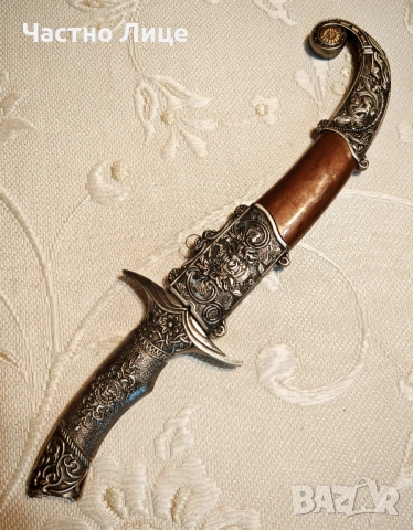 Рядък Голям Турски Османски Ислямски Кинжал Нож Ятаган  , снимка 3 - Антикварни и старинни предмети - 53308316