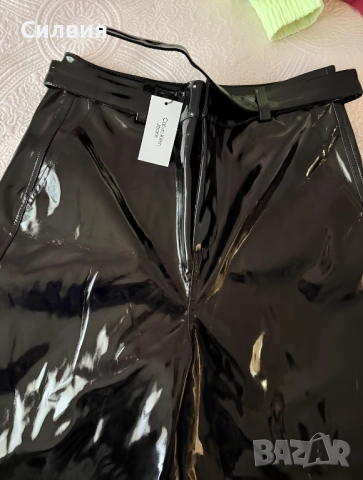 Нов лачен латексов панталон "Calvil Klein" "Келвин Клайн", размер L, снимка 11 - Панталони - 52414037