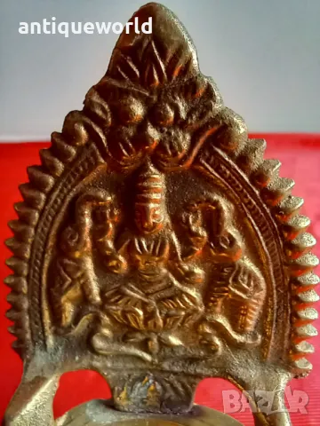 Малка Бронзова Будистка Маслена Лампа, Буда , Индуизъм, снимка 3 - Антикварни и старинни предмети - 49021040