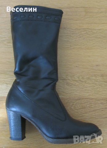 Дамски Кожени Ботуши Черни Зимни Обувки Женски Боти Мода Кожа, снимка 8 - Дамски ботуши - 43412148