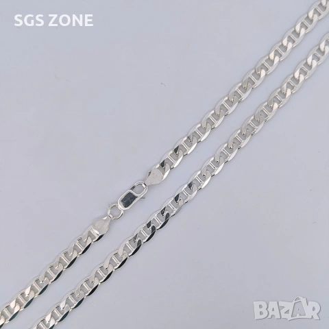 Голяма сребърна верижка от Италия с родиево покритие, снимка 10 - Колиета, медальони, синджири - 53124967