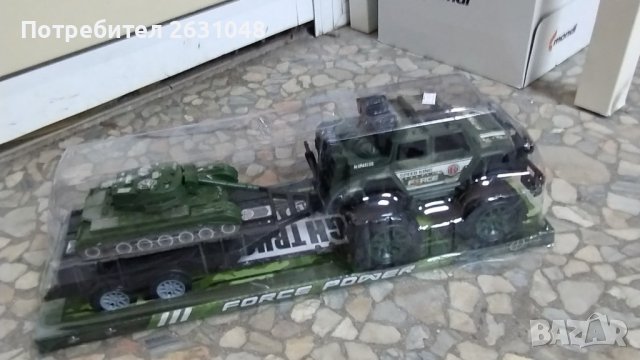 детска играчка военна кола с ремарке с танк