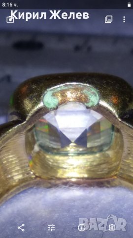 СТАР ПОЗЛАТЕН МЕДЕН СКЪПОЦЕНЕН РЯДЪК КУХ ПРЪСТЕН с ПЪЛНЕЖ от ЗЕЛЕНА ЕМАЙЛ-ПАСТА За КОЛЕКЦИЯ 19652, снимка 8 - Антикварни и старинни предмети - 39759914